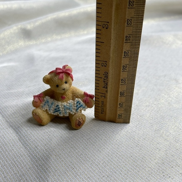 Vintage Nana Cherished Teddies Miniature Figurine Pink Blue Banner 1998 Enesco - Picture 7 of 8